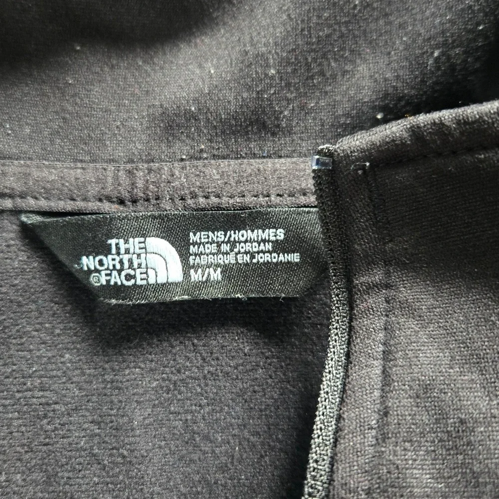 The North Face Mens Medium Quarter Zip Fleece Pullover Black Olive Green Pocket